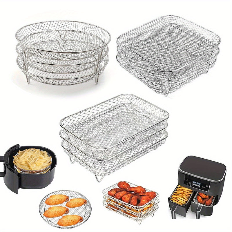 Juego de Accesorios para Freidora de Aire de Acero Inoxidable de 1 Pieza - Apilables, Adecuados para Horno y Frígorífico, Seguros para Lavavajillas, Elección Perfecta para Hornear Saludable en Vacaciones