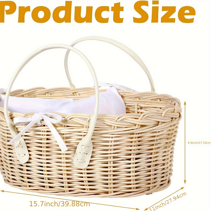 Organizador de cesta de pañales de madera dura tejida a mano con divisor extraíble y asas, cesta de almacenamiento portátil para niños y niñas recién nacidos, material de tablero artificial, regalo ideal para baby shower