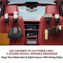Portavasos para coche con diseño de gancho oculto, almacenamiento multicapa resistente, ahorro de espacio, carga estable sin vibraciones, estética discreta, seguridad al conducir y adaptabilidad a diferentes grosores del asiento