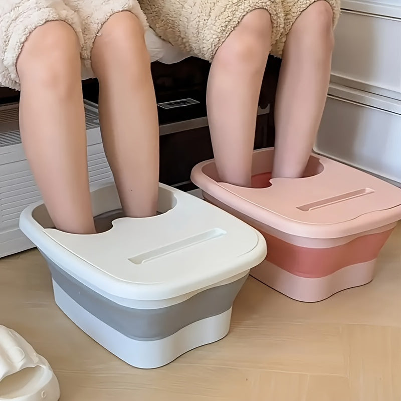Baño de Pies Plegable - Taza Portátil para Remojo de Pies con Gran Capacidad, Operación Manual Sin Batería Necesaria, Plástico Duradero y Diseño Ergonómico con Asas, Sin Aroma, Ideal para Hogar y Viajes, Rutina de Autocuidado, Bañera Elegante, Material F