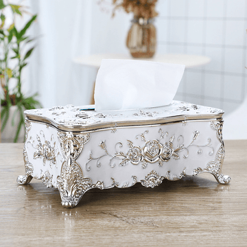 Porta pañuelos de lujo y estilo vintage europeo - Dispensador de papel con diseño floral, material plástico, decoración para mesa o coche, versátil para múltiples escenarios, adecuado para todas las estaciones
