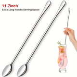 2 Piezas, Cucharas Para Té Helado De Acero Inoxidable, Cucharas De 11.7'' De Largo Para Revolver, Cucharas De Mezcla De Cóctel Duraderas Para Casa, Cocina, Cafetería, Bar, Aptas Para Lavavajillas, Acabado Espejo