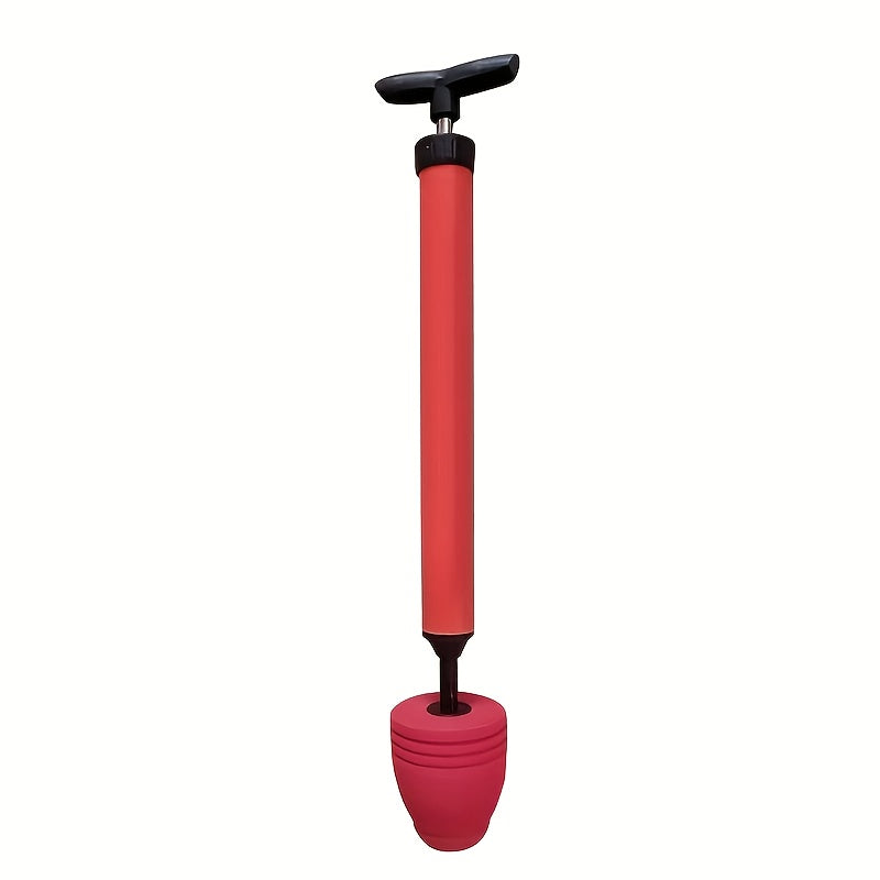 1 desatascador manual de alta presión para inodoro, con boquilla flexible giratoria 360° de acero inoxidable, a prueba de fugas, color rojo, eficaz para destapar drenajes