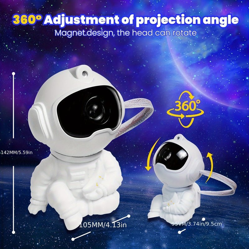 Lámpara nocturna ajustable de astronauta con proyector de luna y estrellas – Iluminación ambiental con temática espacial, control remoto, alimentación por USB, ideal para habitaciones y juegos imaginativos, decoración lunar, iluminación con control remot