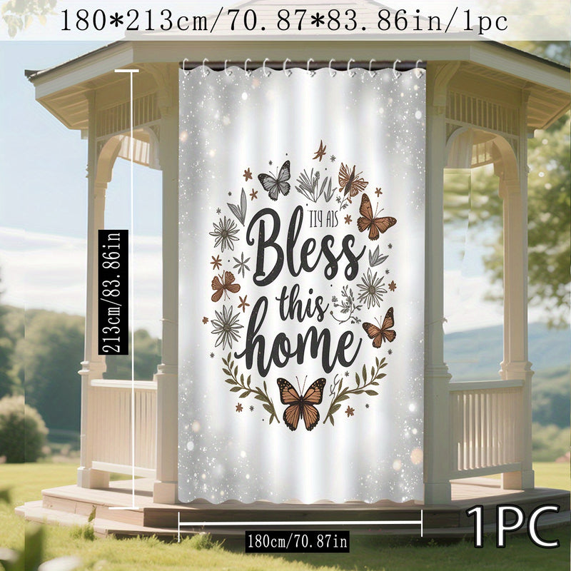 1pc/2pcs Cortina Exterior con Diseño Floral 2D de Fondo Luminoso, Ideal para Patio, Pérgola y Jardín – Decoración Todo el Año con Ganchos, Perfecta para Otoño, Invierno, Halloween, Navidad y Bodas