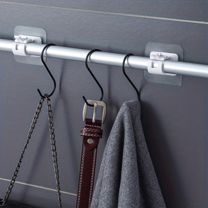 Clip de Fijación para Barra de Cortina sin Taladrar para Cortinas de Ventana, Cortinas de Baño, Toallas, Cortinas de Puerta y Estantes de Almacenamiento, Ganchos de Utilidad