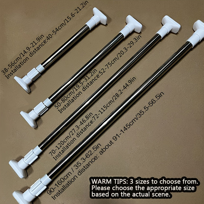 Varilla telescópica multifuncional sin diamantes para cortinas de baño, puertas y armarios - fácil instalación, estructura metálica, ideal para accesorios de RV y muebles de baño