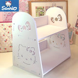 Estantería de Madera Sanrio Hello Kitty - Ligera y Fácil de Montar, Diseño de Dibujos Animados Lindo con Lazos Rosas, Ideal para Almacenamiento en Escritorio de Dormitorio y Baño, Organizador de Escritorio y Cajón para Almacenamiento en Casa