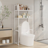 Estantería de Baño de Plástico Blanco, 2/3 Niveles, Fácil de Montar, Instalación en el Suelo, Adecuada para Varios Tipos de Habitaciones, Soporte de Tubo Metálico Duradero, Diámetro de 12-16mm