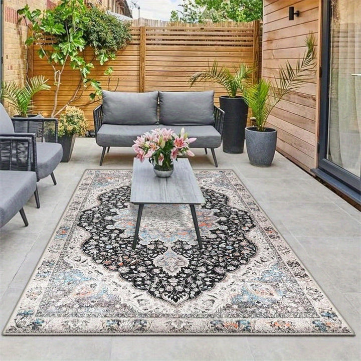 Alfombra de Terciopelo/851g/m² Moderna y Minimalista para Sala de Juegos, Suave y Fácil Cuidado en Crema Francesa - Estilo Lujo Ligero Premium, Antideslizante y Lavable a Máquina, Ideal para Camping al Aire Libre con Patrón Grande y Base Antideslizante