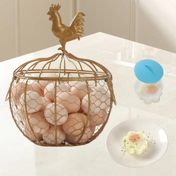 Cesta para huevos de gran capacidad, ideal para almacenar aproximadamente 30 huevos y patos en la cocina. Cuenta con malla metálica, asa para transportar y es fácil de limpiar. Perfecta para granjas y cocinas.