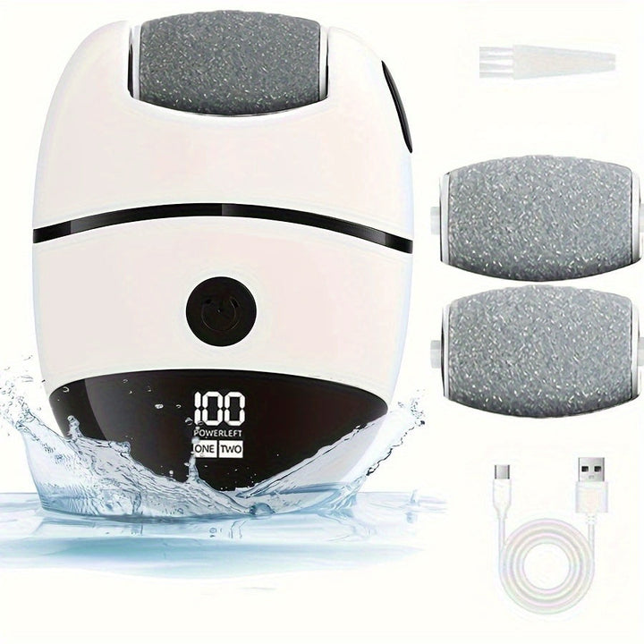 Amoladora Eléctrica Recargable para Pies con 3 Cabezales Reemplazables - Exfoliador USB Beige Claro, Herramienta Portátil para Talones y Plantas, Diseño de Plástico Duradero - Regalo Ideal para Navidad, Halloween, San Valentín, Accesorio de Pedicura, Dis