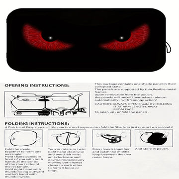 1 pieza de cortina de sol para coche UV rojo - Diseño de ojos de gato negro, protector de parabrisas plegable para conducir en la playa y en la costa, mantiene el vehículo fresco, se ajusta a los coches, SUV y camiones - Accesorio de interior de automóvi
