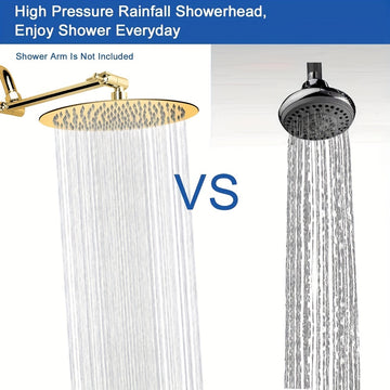 1pc Cabezal de Ducha Redondo Dorado, 25.4 cm Diseño Ultrafino - Cabezal de Ducha que Aumenta la Presión, Cabezal de Ducha Increíble, Cabezal de Ducha de Lluvia de Acero Inoxidable de Alta Presión y Alto Flujo, Accesorios de Baño Magníficos