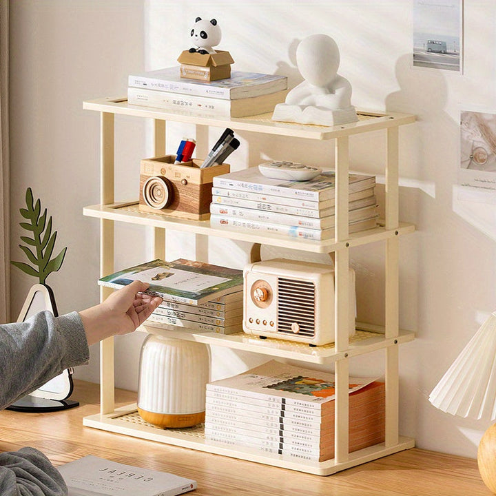 1pc Estante de Libros de Madera Moderno para Escritorio - Estante de Almacenamiento Montado en el Suelo para Sala de Estar y Estudio, Material de Madera Dura, No Requiere Electricidad, Montaje Fácil, Decoraciones para Estantes de Libros