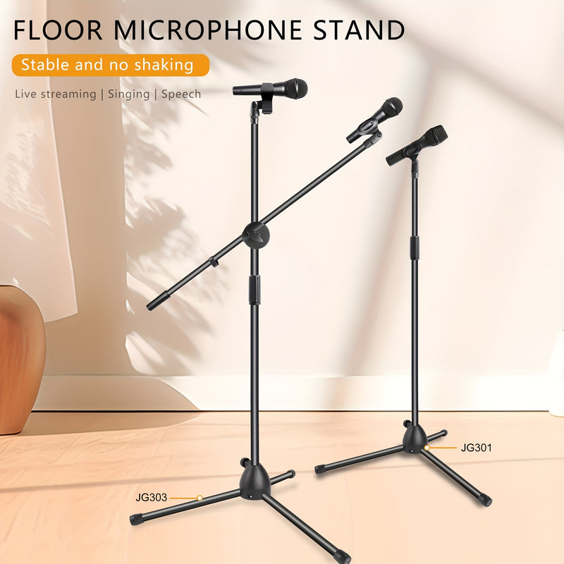 Soporte de micrófono ajustable de acero al carbono con conector XLR - Diseño de trípode estable para transmisión en vivo, karaoke y actuaciones en escena, negro, micrófono para cantar, equipo de actuación, equipo de audio moderno, construcción duradera