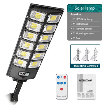 1 pieza de luz solar para calle 504LED, luces solares de 6500K, con sensor de movimiento de ángulo amplio, 3 modos, desde el atardecer hasta el amanecer, batería de gran capacidad de 4500mAh y soporte plegable para iluminación exterior en jardín, patio y