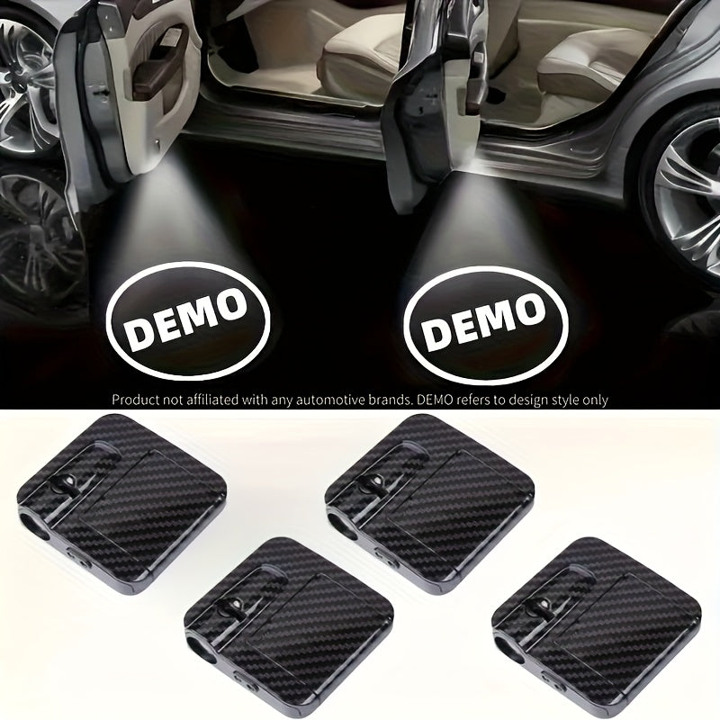 Luces de bienvenida para motocicletas, conjunto de 4 piezas, luces de bienvenida para puertas de vehículos, proyección universal sin batería, accesorios para vehículos, equipo de luces de bienvenida universal.
