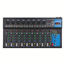 Consola de mezcla profesional NXG de 10 canales con reproducción USB, construcción de aleación, fuente de alimentación operada 110-130V, enchufe estadounidense, mezclador de DJ para presentaciones en escenarios con 99 efectos de reverberación incorporado