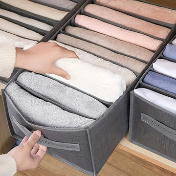 Organizador de Ropa Plegable que Ahorra Espacio con 7/9 Compartimentos - Caja de Almacenamiento de Lona Duradera para Pantalones, Jeans y Suéteres - Ventana de Malla Transparente para Acceso Fácil
