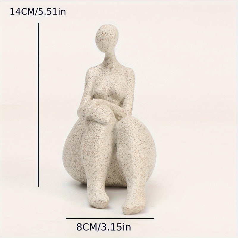 Estatuilla de mujer con curvas de resina y piedra arenisca, adecuada para la decoración de la sala de estar, el dormitorio o el vestíbulo - No requiere electricidad