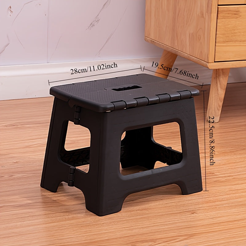 Taburete Plegable Antideslizante, Suficientemente Seguro y Resistente - Soporta hasta 136.08 KG - Reposapiés de 27.94 cm para Adultos o Niños, Almacenamiento de Escalera Plegable/Fácil de Abrir, para Cocina, Baño, Camping (Color Claro, 27.94cm)