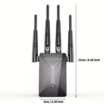Amplificador De Señal Extensor WiFi, Cubre Hasta 13225 Pies Cuadrados Y 130 Dispositivos, Banda Dual 2.4G Y 5G, Potente Amplificador WiFi De Pared De 1200 Mbps, Con Puerto Ethernet Y Modo AP