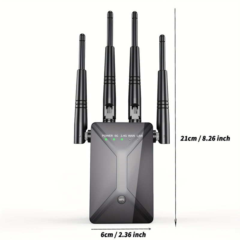 Amplificador De Señal Extensor WiFi, Cubre Hasta 13225 Pies Cuadrados Y 130 Dispositivos, Banda Dual 2.4G Y 5G, Potente Amplificador WiFi De Pared De 1200 Mbps, Con Puerto Ethernet Y Modo AP