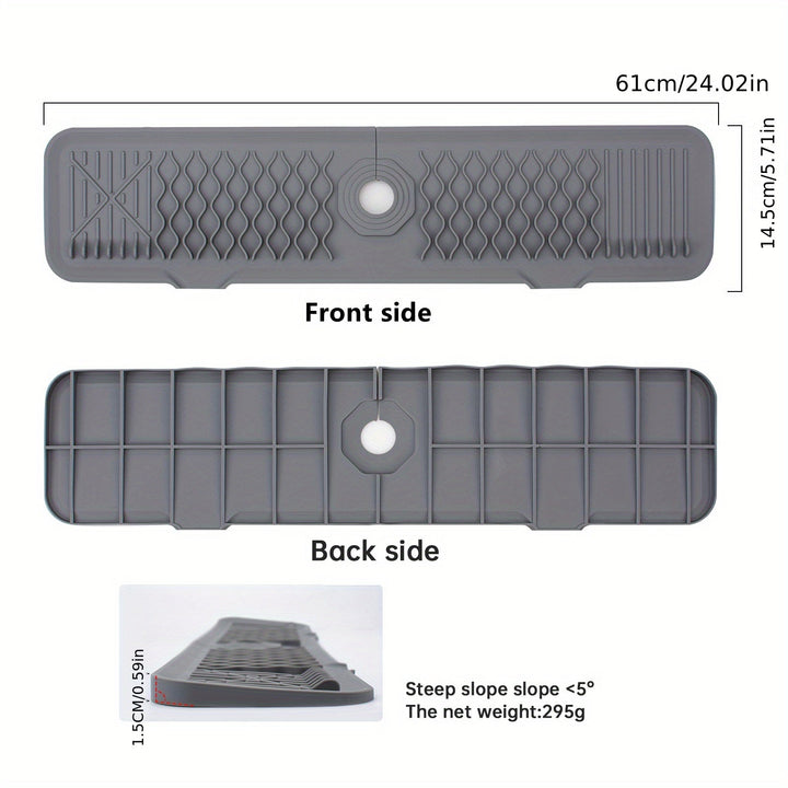 1 Protector de Salpicaduras para Grifo de Cocina de Silicona, 60.96x14.48 cm, Antisalpicadero, Fácil de Limpiar, Bordes Plegables, Secado Rápido, Apto para Cocina, Baño, Casa de Campo, RV, Accesorio de Cocina