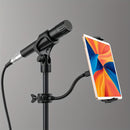 LuoMulong 24" (61cm) Soporte de micrófono de cuello de ganso largo negro con soporte para teléfono inteligente - Aleación de aluminio duradera, ideal para transmisión en vivo, grabación y conciertos al aire libre, equipo de conciertos al aire libre | Sop