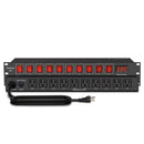 DEPUSHENG 10 enchufes de secuencia de energía y protección contra sobretensiones con pantalla LCD - 220V AC 60Hz, interruptores independientes, protección contra sobrecarga para escenario, estudio, cine en casa, protección de equipo de escenario, acabado