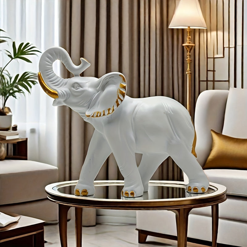 Escultura de Elefante de Resina Encantadora - Perfecta para el Hogar, Sala de Estar, Bar, Café y Decoración de Escritorio | Adorno Interior con Temática de Dibujos Animados Vibrante, Regalos de Elefante, Elefante Salvaje, Exhibición de Escritorio