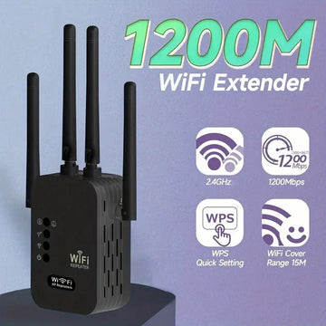 Amplificador de señal WiFi negro de 12000 metros - Extensor de red inalámbrica de 2,4 GHz, receptor, enchufe de EE. UU., banda única, 100V-240V, router de venta al por mayor para hogar y oficina