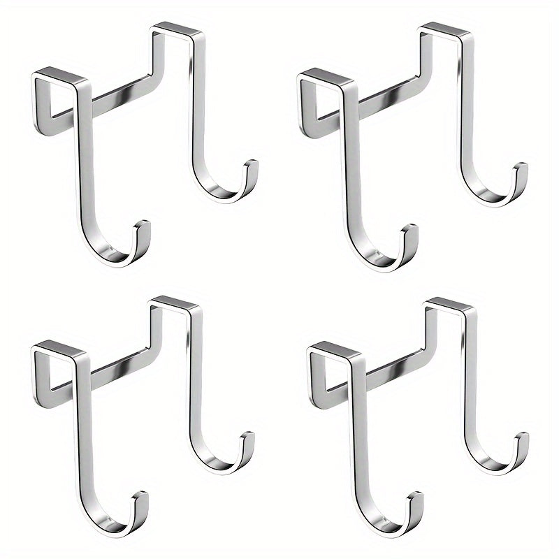 4 ganchos de acero inoxidable, estilo casual, para colgar en pared sin taladro, resistentes al óxido, organizador para cocina, baño o gabinetes