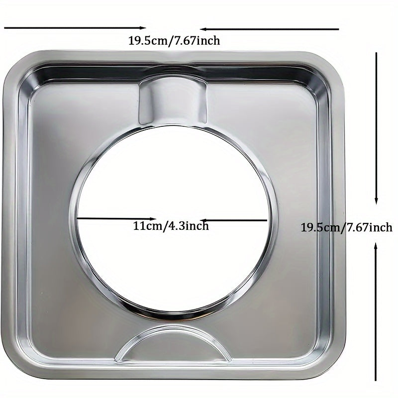Base de estufa de gas de acero inoxidable para el hogar, cubierta cuadrada del quemador, bandeja de goteo, cubiertas de revestimiento de quemador de estufa de gas (19,48 cm X 19,48 cm) - Compatible con WP786333, 786333, AP6011553, PS11744751