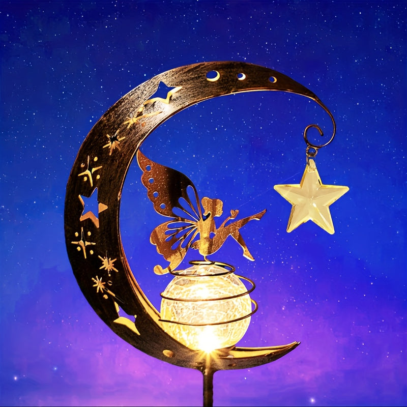 Decoraciones solares para jardín, luces de hadas lunares, globo de vidrio agrietado solar, luces LED cálidas para senderos pequeños, céspedes y patios, y como regalos para madres, abuelas y damas