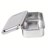 Bandeja de desinfección de acero inoxidable gruesa con tapa y mango, caja cuadrada para desinfectar herramientas de manicura