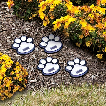 4 Piezas de Luces Solares para Exteriores, 2025 Nuevas Luces de Patas de Animales con Energía Solar, Decoración Creativa para Jardín, Luces de Pata de Gato/Cachorro, Ideales para Senderos, Césped y Adornos al Aire Libre