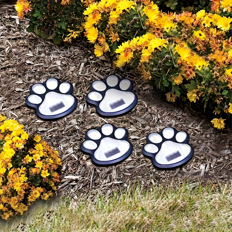 4 Piezas de Luces Solares para Exteriores, 2025 Nuevas Luces de Patas de Animales con Energía Solar, Decoración Creativa para Jardín, Luces de Pata de Gato/Cachorro, Ideales para Senderos, Césped y Adornos al Aire Libre