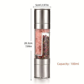 Molinillo de pimienta de doble cabezal, salero con múltiples cabezas, molinillo de condimentos para cocina de restaurante manual, sin suministro eléctrico ni batería, estante de especias de escritorio - Accesorios de cocina para vehículos recreativos
