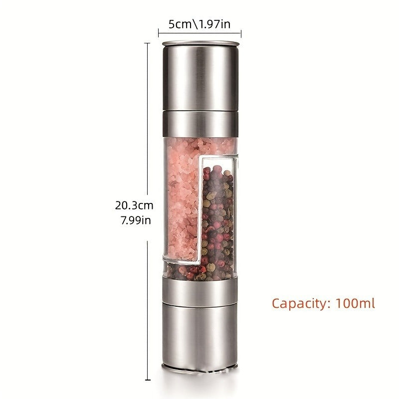 Molinillo de pimienta de doble cabezal, salero con múltiples cabezas, molinillo de condimentos para cocina de restaurante manual, sin suministro eléctrico ni batería, estante de especias de escritorio - Accesorios de cocina para vehículos recreativos