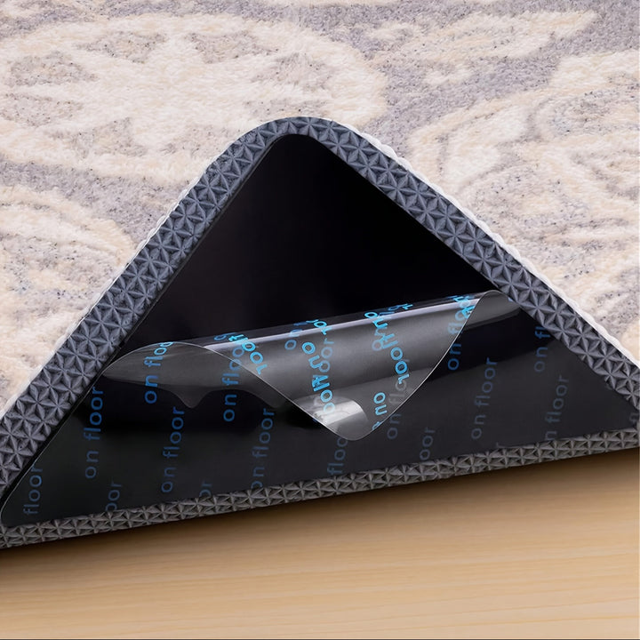 12pcs/32pcs/34pcs Fijador Avanzado Antideslizante para Alfombras, Pegatina Antideslizante Lavable de Doble Cara - Negro, Adecuado para Alfombras de Salón, Comedor y Baño - Evita Deslizamientos y Bordes Rizados