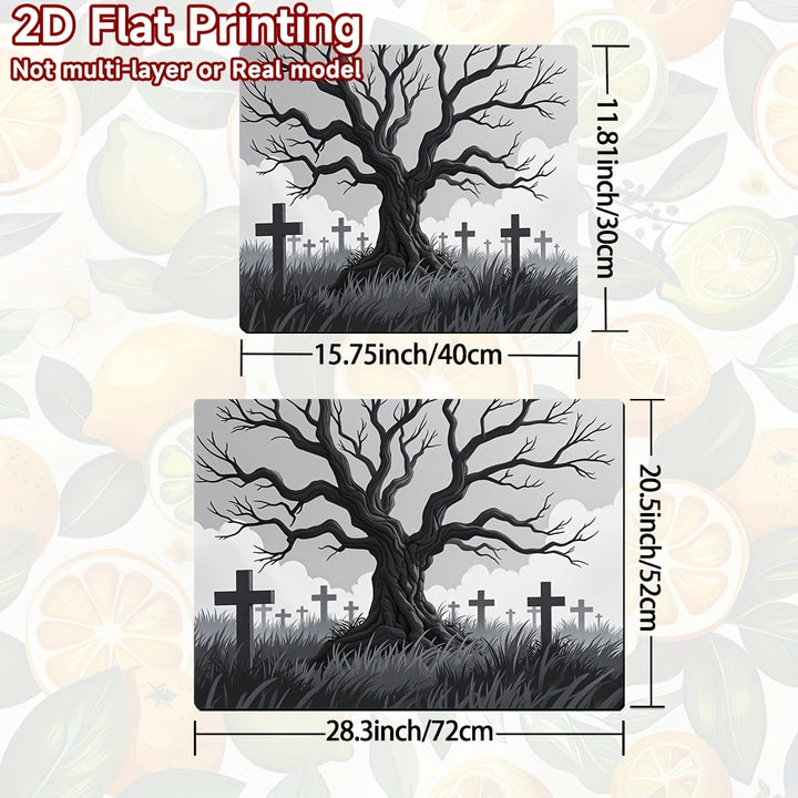 1pc Protector de Estufa para Halloween - Escena Espeluznante de Cementerio con Lápidas en el Bosque Nocturno - Alfombrilla Antideslizante para Cocinas a Gas/Eléctricas, Horno y Secadora - Superficie Fácil de Limpiar en Poliéster - Decoración Perfecta par