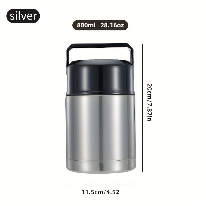 Un juego de loncheras, caja grande, taza termo, botella al vacío de acero inoxidable, contenedor portátil para comida y sopa de acero inoxidable, adecuado para el regreso a clases, útiles escolares y aula, suministros de cocina