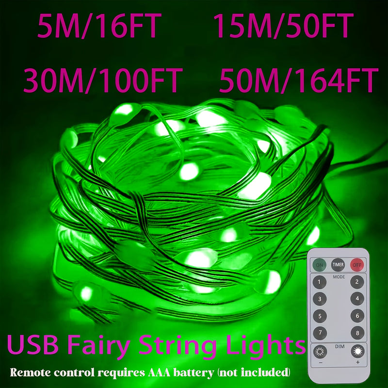 Luces de cuerda LED impermeables con mando a distancia, alimentadas por USB, modos de parpadeo ajustables, ideales para Navidad, Día de San Valentín, bodas, Año Nuevo, decoración interior y exterior, iluminación de patio y jardín