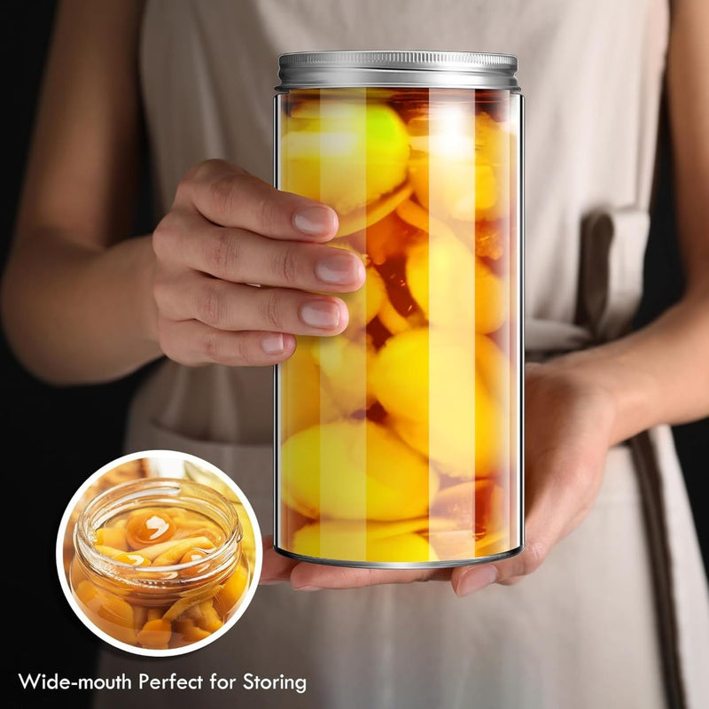 8 piezas de frascos de conserva claros de cuarto de galón con tapas herméticas - Reutilizables, lavables a mano, cierre de tapa giratoria para conservas, fermentación, encurtidos y proyectos de decoración DIY, suministros para conservas