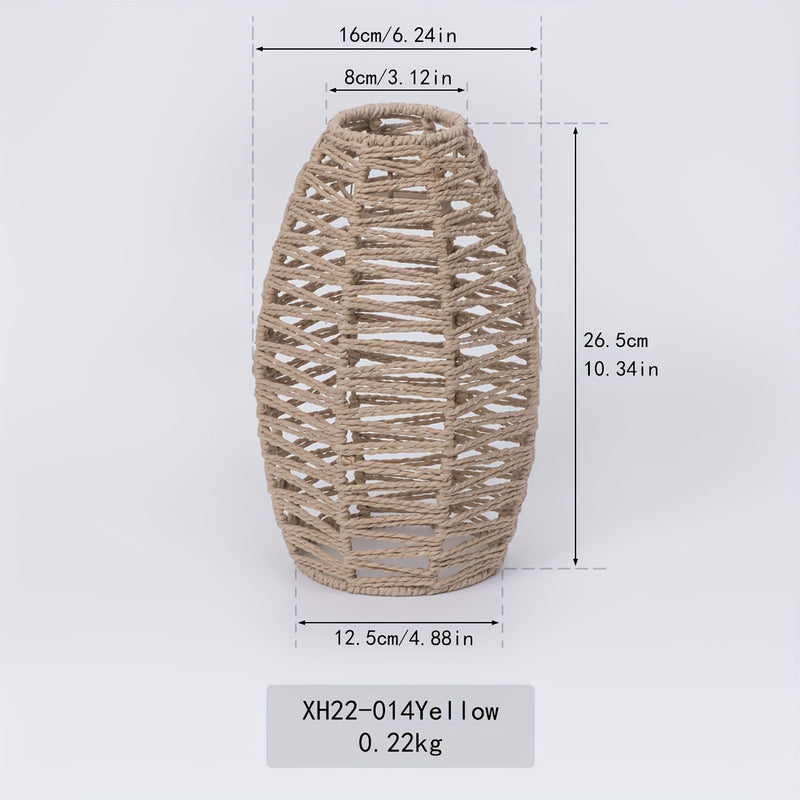 Pantalla colgante moderna tejida a mano con cuerda de papel - Lámpara de techo semirecargable elegante para decoración de hogar, restaurante u hotel, sin conexión eléctrica necesaria, control de luz sin batería