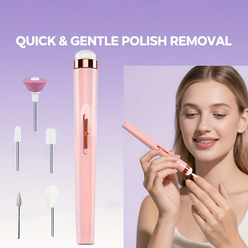 Perforadora Eléctrica de Uñas USB, Kit Profesional para Gel y Salón en Casa con Lima y Empujador de Cutículas, Sin Olor, Batería de Litio Duradera e Iluminación LED, Regalo Ideal para Cumpleaños o Fiestas