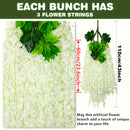 24-Pack/72pcs Flores Artificiales de Wisteria Colgantes - Decoración Faux Rattan Blanco, Adecuado para Bodas, Jardines, Paredes, y Marcos DIY - 109.73 cm Longo, Perfecto para Primavera, Christmas, Valentine's Day, y Fiestas de Cumpleaños
