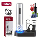 Abrebotellas eléctrico recargable, juego de regalo de vino automático de acero inoxidable, 1 pieza/4 en 1, opción de abrebotellas de vino, abrelatas automático para amantes del vino, uso en cocina hogareña, camping, recuerdo de boda, regalo de Navidad, f